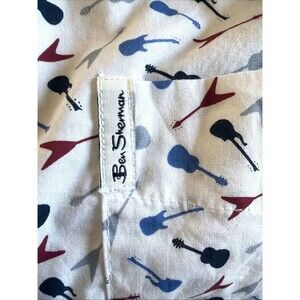 Ben Sherman Men's Short Sleeve Shirt M Guitar Print Button Up Streetwear Urban